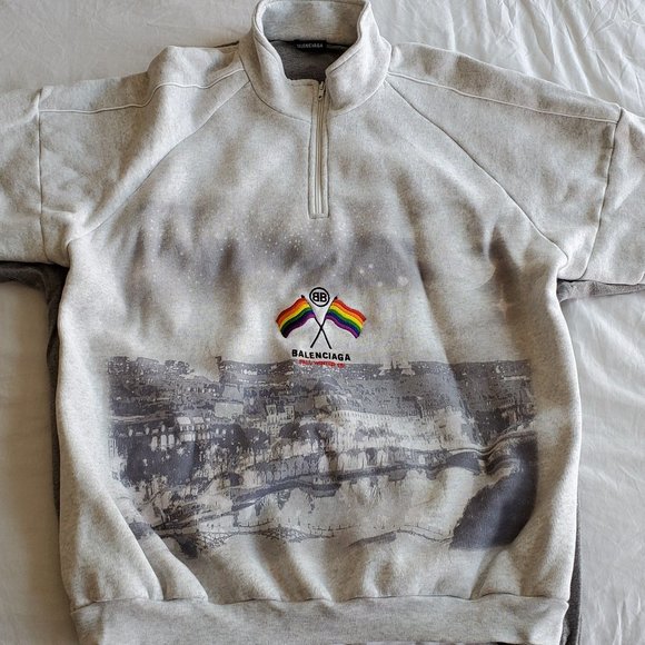 BALENCIAGA Embroidered cotton-blend sweatshirt